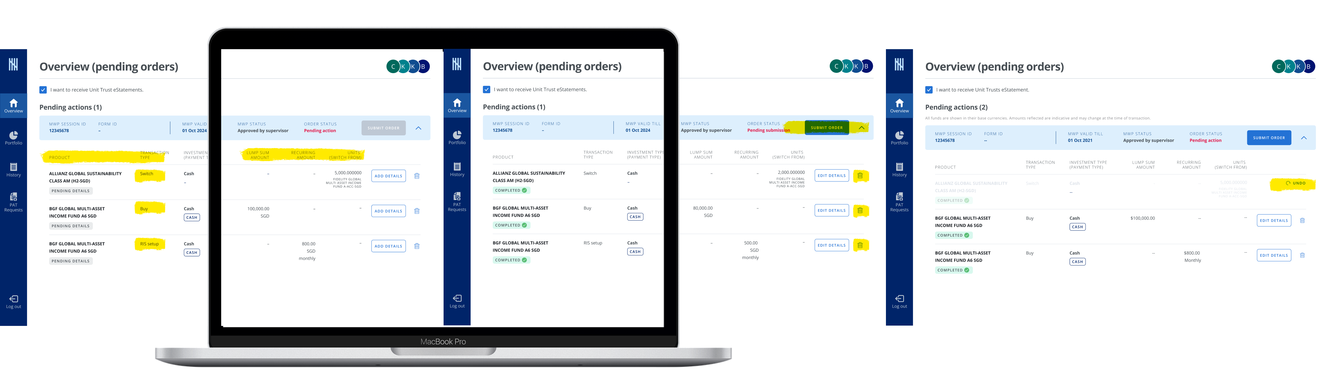 Original Unit Trust-only order cycle — grouped order with one final submit action